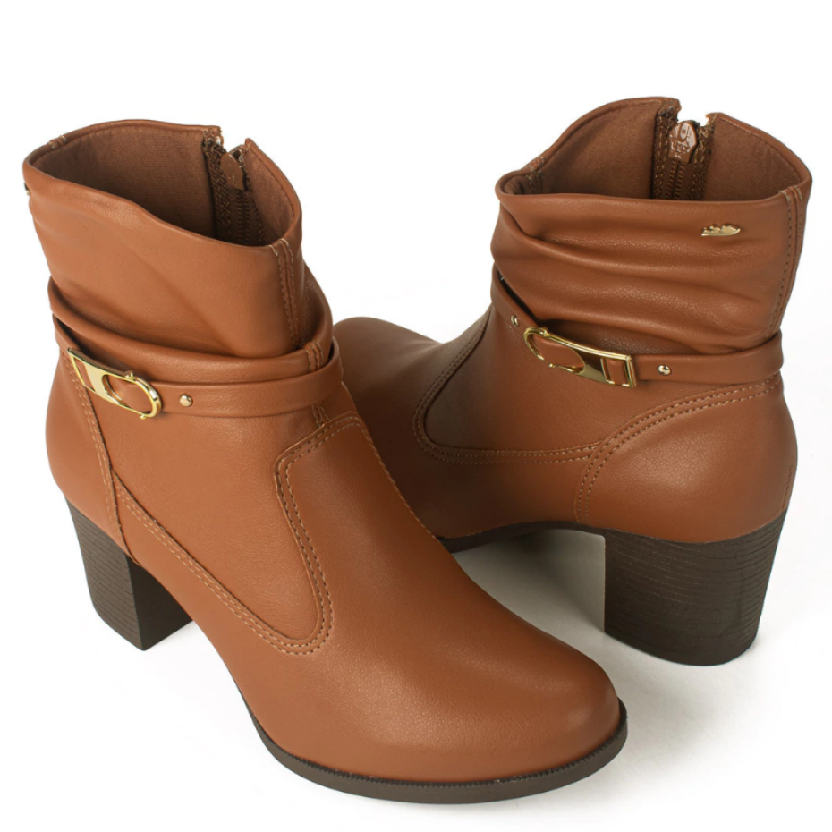 Bota Cano Curto Salto Alto Fivela Dakota