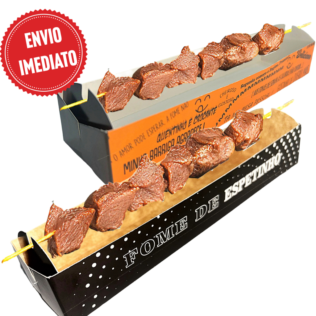 250 uni - Caixa Embalagem Berço pra Churrasco Churrasquinho - Suporte Para Espetinho Preto / Laranja em Oferta na Shopee