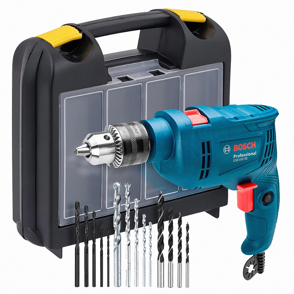 Furadeira de Impacto GSB 550 RE Bosch com Maleta e Brocas em Oferta na Shopee