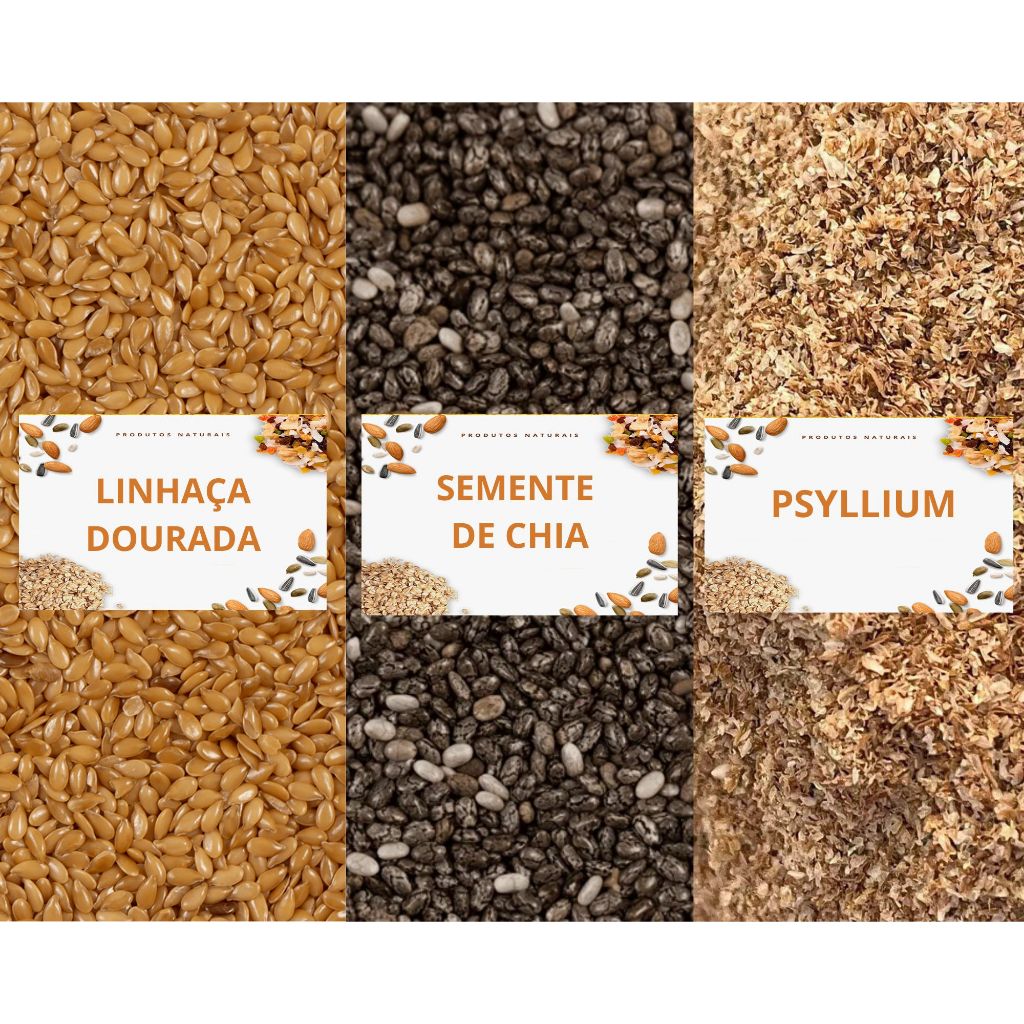 Kit de Fibras Naturais: Chia, Linhaça e Psyllium –  Para Mulheres Rico em Fibras 100g Cada em Oferta na Shopee