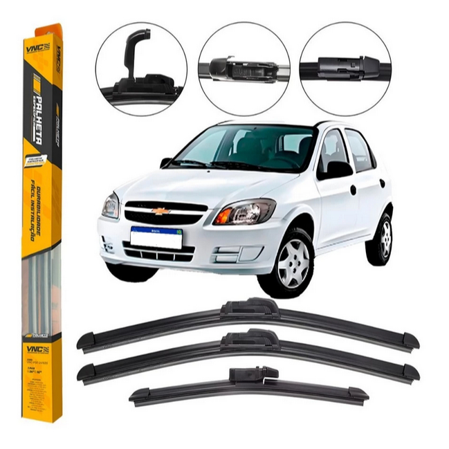 Kit Palhetas Limpador De Parabrisa Dianteiro + Traseiro Celta 2004 2005 2006 2007 2008 2009 Até 2013 em Oferta na Shopee