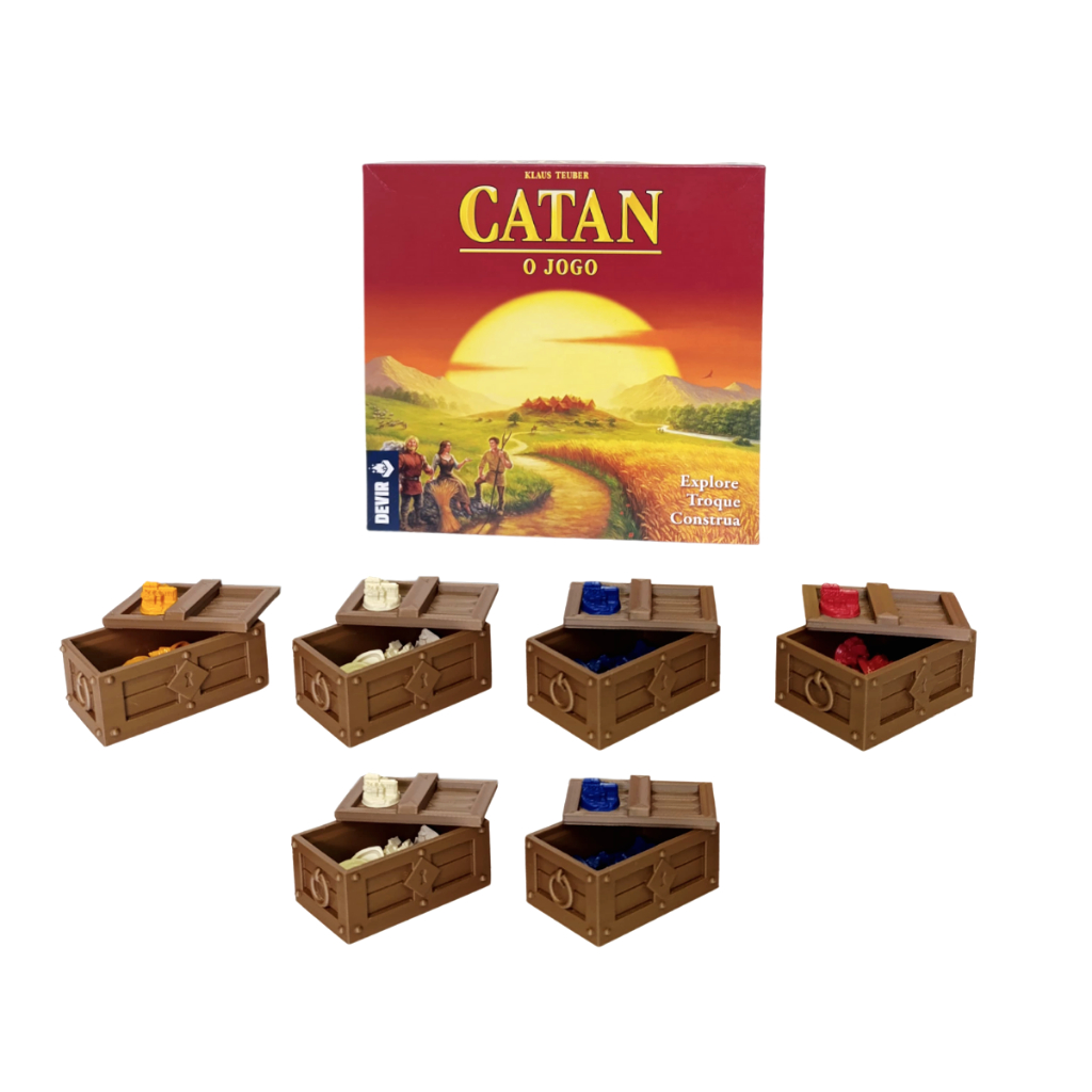 Kit 6 Baus Catan Jogo Tabuleiro Boardgame Organizador Insert Protetor Upgrade