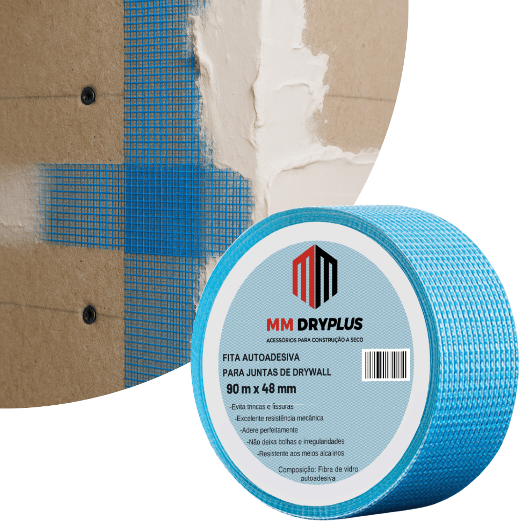 Fita Telada Azul 90 Metros Autoadesiva Para Gesso Drywall Largura 48mm em Oferta na Shopee