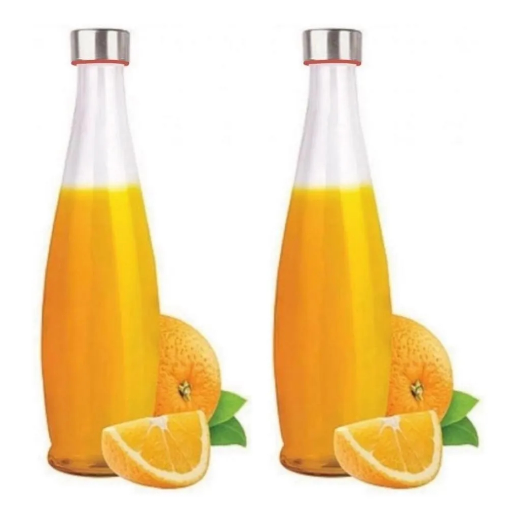 Kit Garrafas Vidro 1 L Geladeira Água Suco Hermética Tampa Inox Mesa Posta Buffet