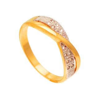 Anel Infinito Trançado com duas fileiras de Zircônias Folheado a Ouro 18k em Oferta na Shopee