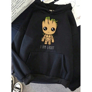 Moletom feminino canguru blusa de frio com capuz groot casco agasalho algodão