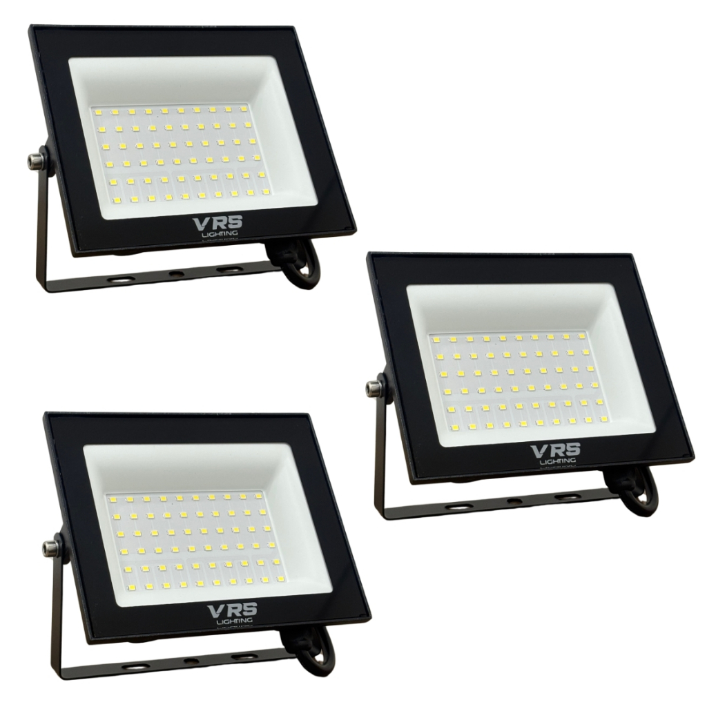Kit 3 Refletor Led 100w Branco Frio (LUZ BRANCA) 6500k IP67 Bivolt Econômico - VRS LIGHTING