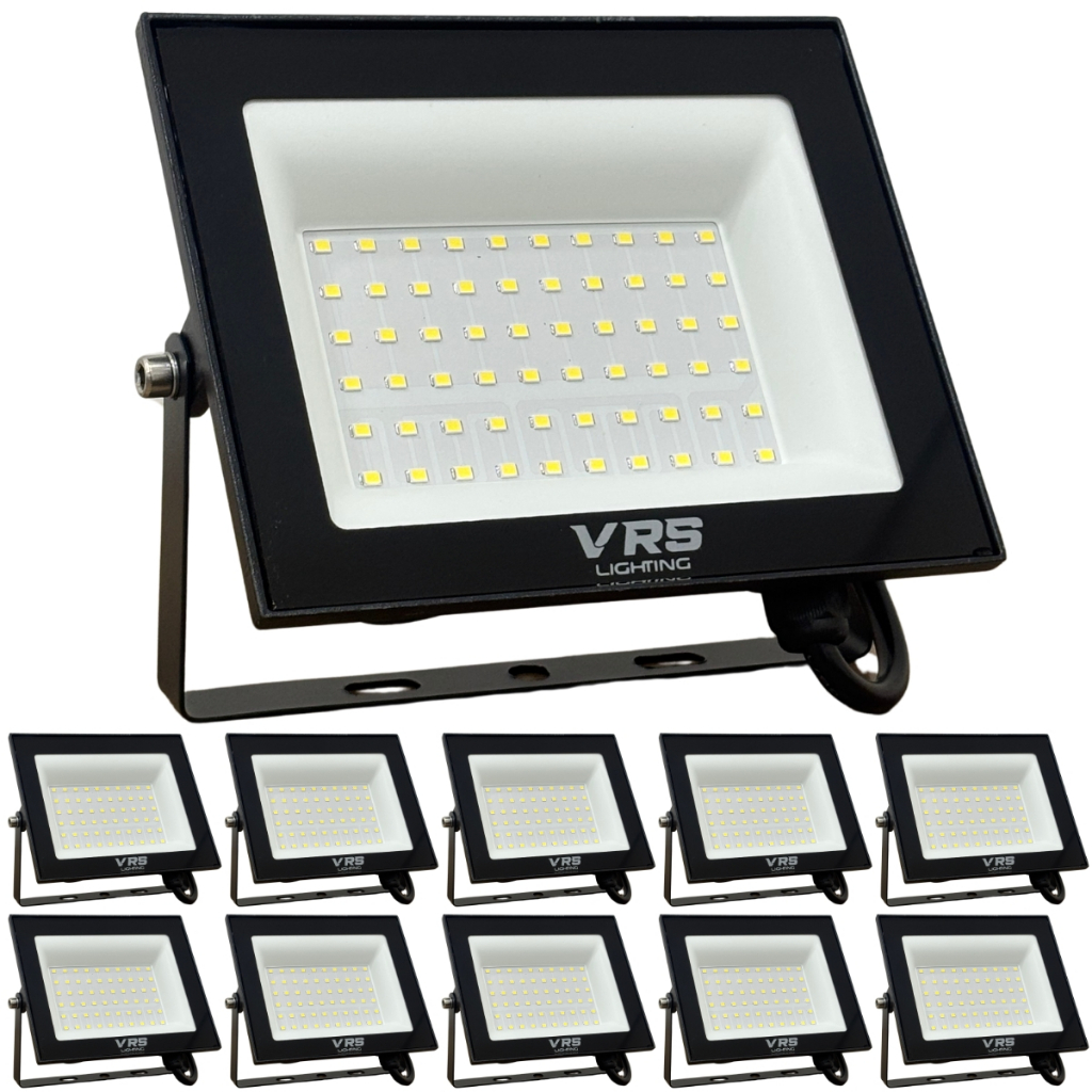 Kit 10 Refletor Led 100w Branco Frio (LUZ BRANCA) 6500k IP67 Bivolt Econômico - VRS LIGHTING