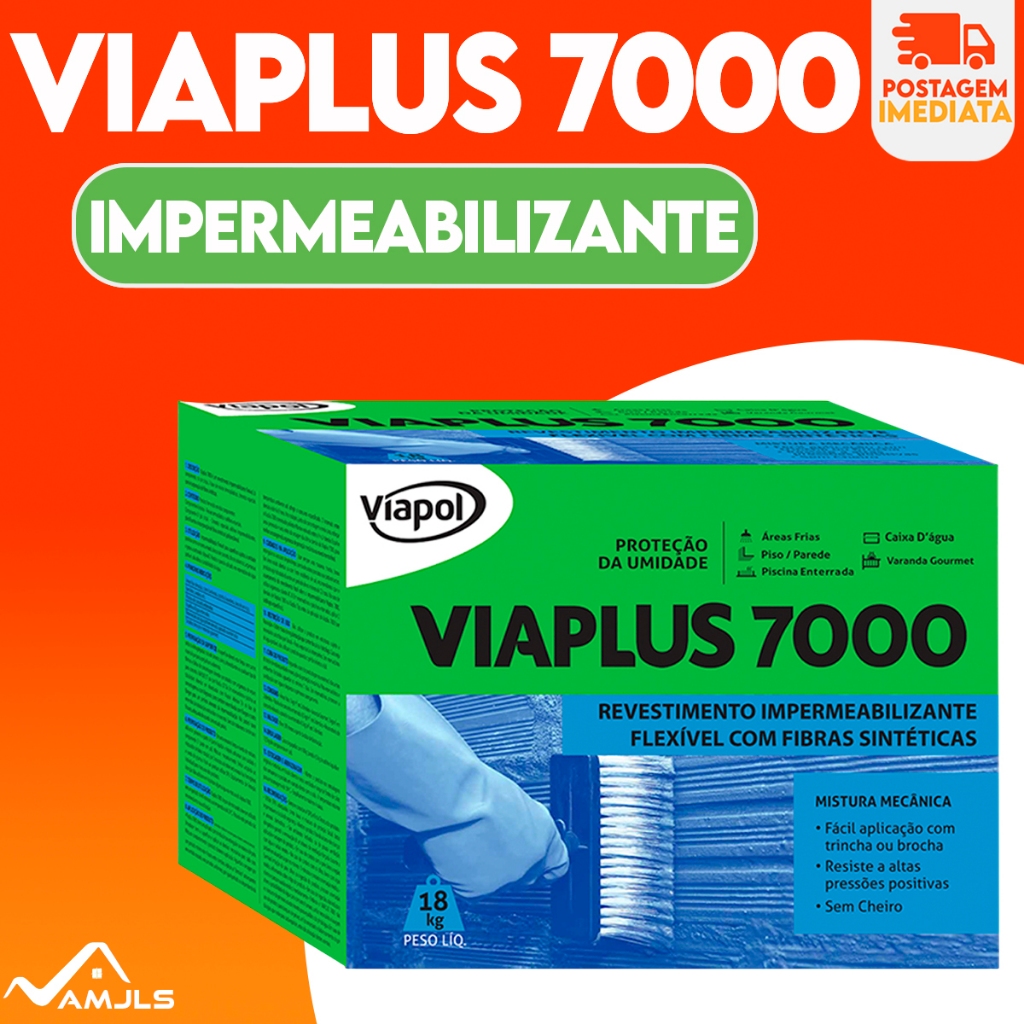 Argamassa Impermeabilizante com Fibras ViaPlus 7000 Cinza 18Kg - Viapol