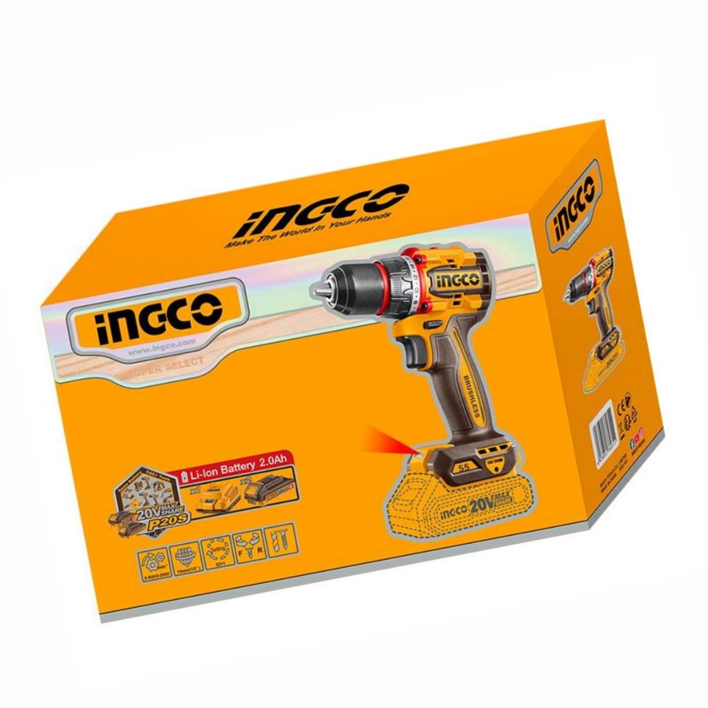 Parafusadeira e Furadeira 20V Ingco Sem Fio Brushless 55Nm Com Bateria e Carregador Bivolt · foto 2