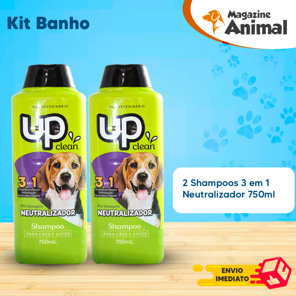 Kit Shampoo Para Cachorro pet Shampoo para cães 2 Shampoo Neutralizador de Odores 750ml UP Clean em Oferta na Shopee