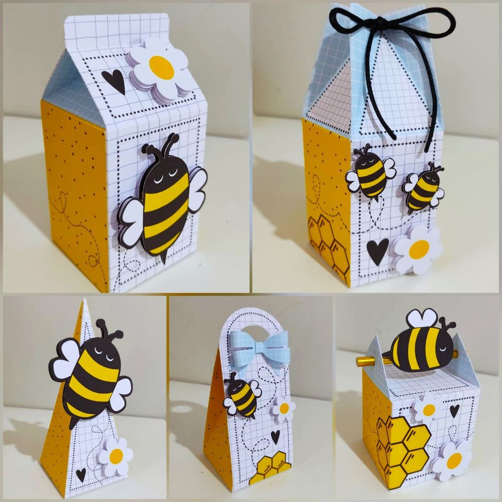Kit festa 50 peças Abelhinha ,Lembrancinhas infantil,Caixinhas personalizadas,papelaria -KIT PEGUE E MONTE