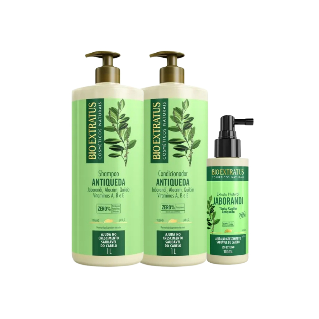 Tratamento Antiqueda Jaborandi Bio Extratus Shampoo + Condicionador 1L + Extrato 100ml