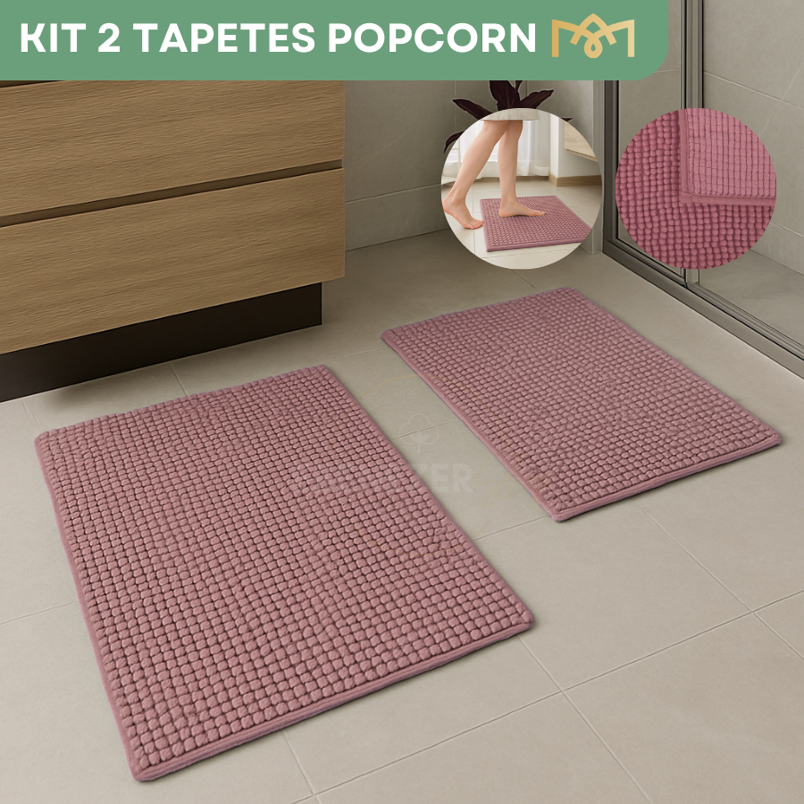 Kit 2 Tapete Bolinha Popcorn Antiderrapante 58x38 Super Macio Alta Absorção Premium Diversas Cores