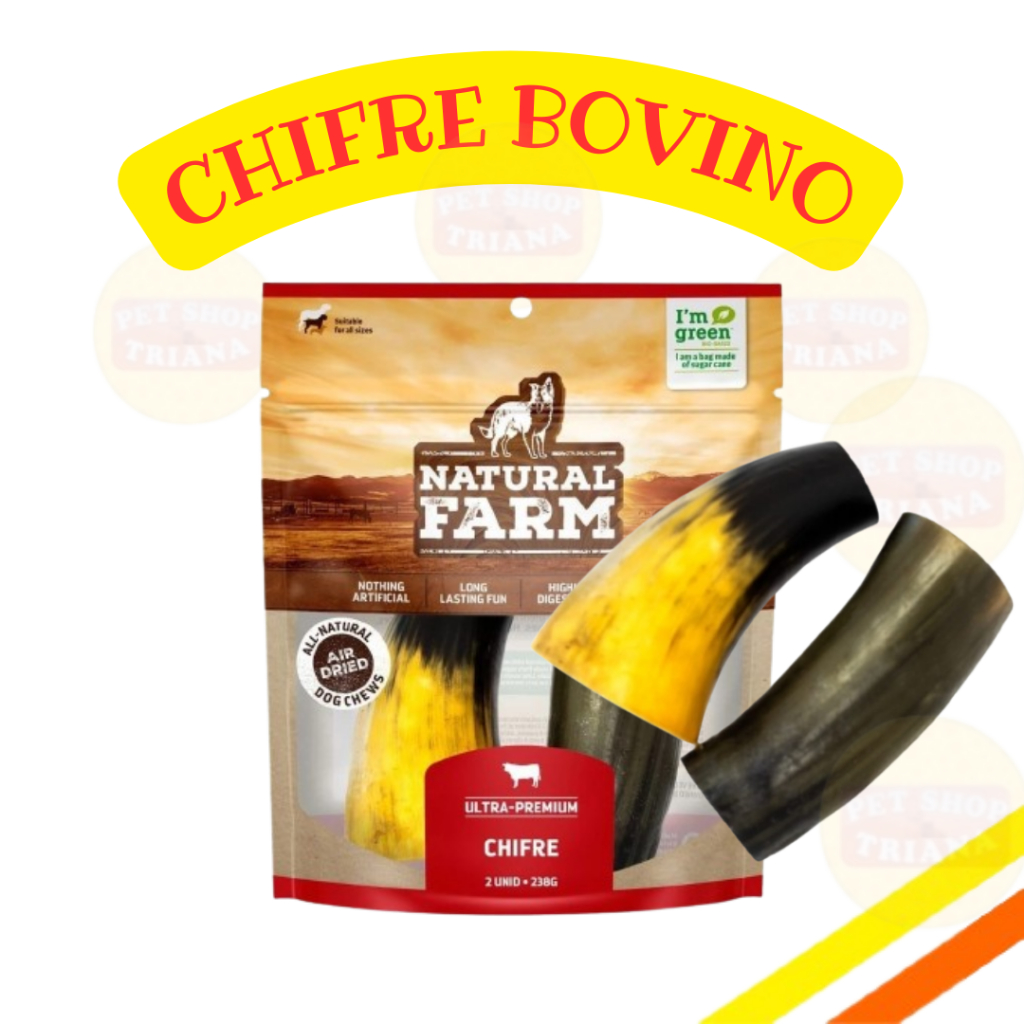 Chifre Desidratado Bovino Pacote2 unidades 238g  Mordedor Natural - Natural Farm em Oferta na Shopee