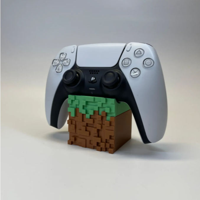 Suporte para Controle de PS5 e PS4 - Tema Minecraft - Bloco de Grama