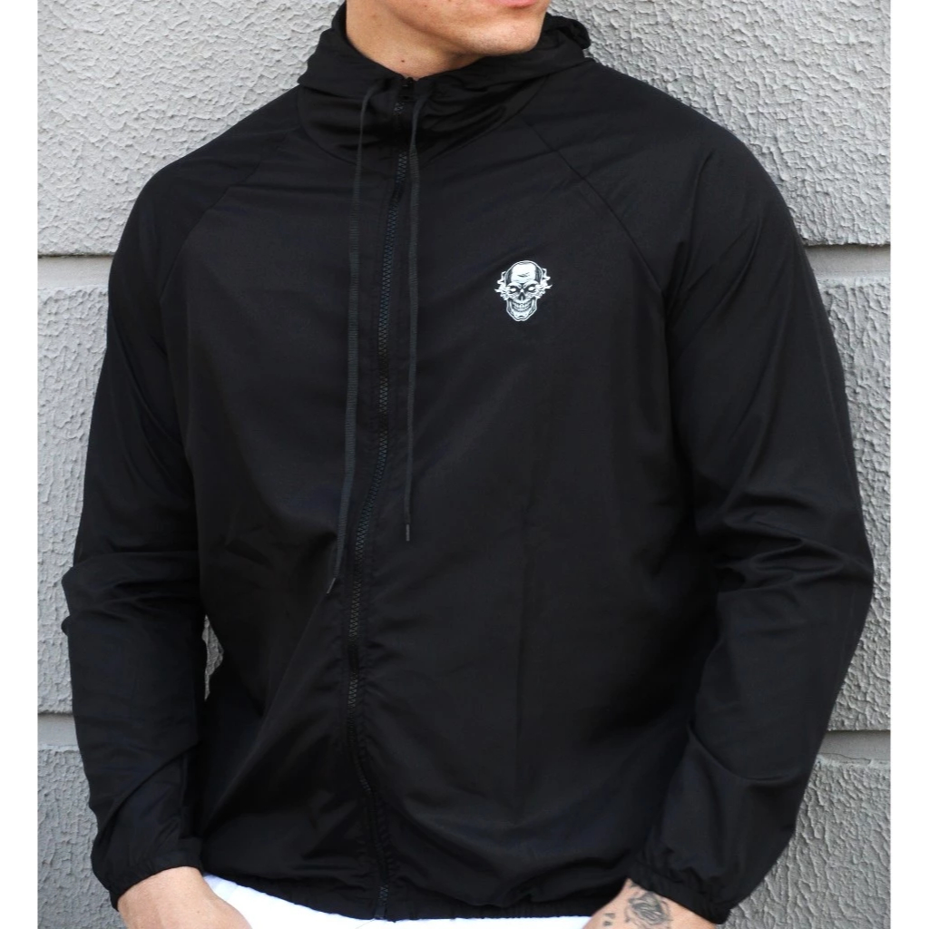 Jaqueta Impermeável Corta Vento Masculino Skull Black