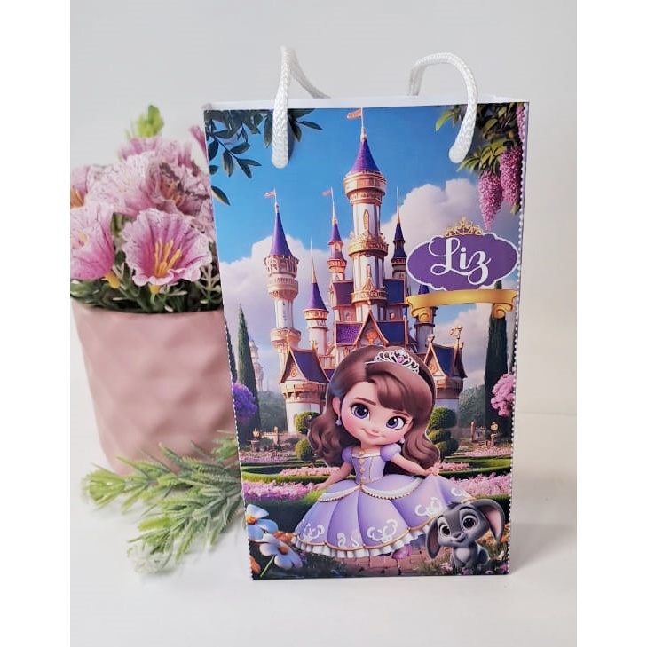Sacola  personalizada Princesa Sofia, lembrancinha aniversário Sacola personalizada PP