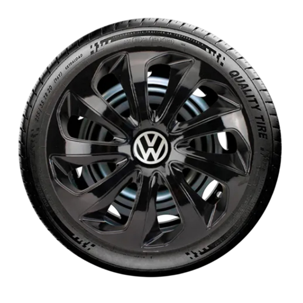 Jogo 4 Calotas Esportiva Velox Preto Brilhante Aro 14 VW Volkswagen Gol G2 G3 G4 G5 G6 94 até 2003