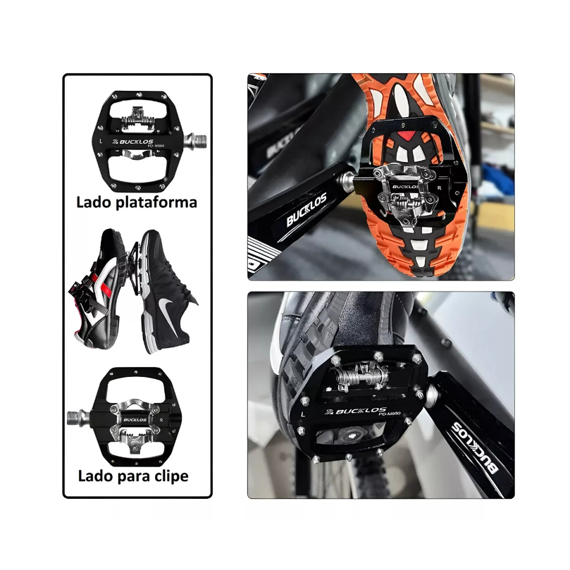 Par Pedal Plataforma Clip Misto Para Taco Spd Ou Mtb Pd-m680