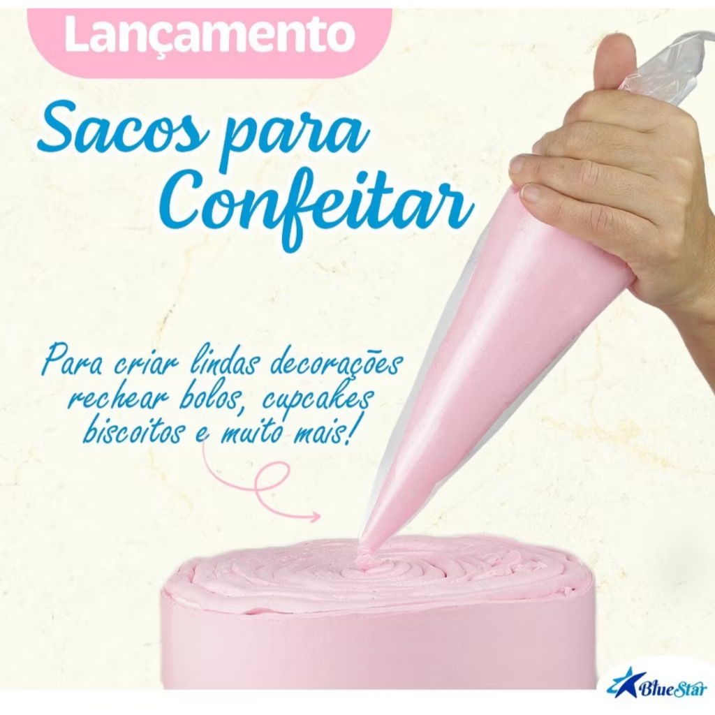 Saco De Confeitar Descartável C/50 Unidades Blue Star Confeitaria P M G