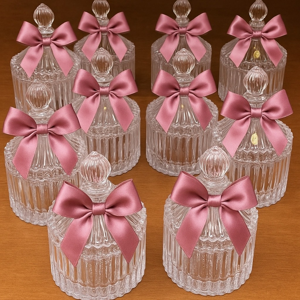 10 Laços para Mini Bomboniere Lembrancinha Vidro Acrílico Cristal Laço Bomboniere Vidro Baleiro