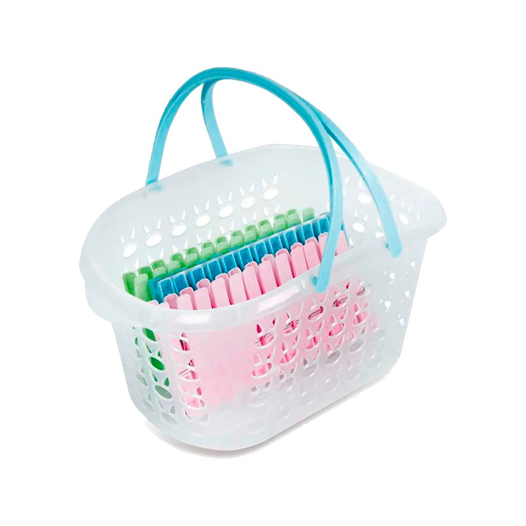 Cesto Com Alça Multiuso P/ Prendedor Com 36 Pregadores De Roupa Para Varal Lavanderia Linha Luxo Mor em Oferta na Shopee