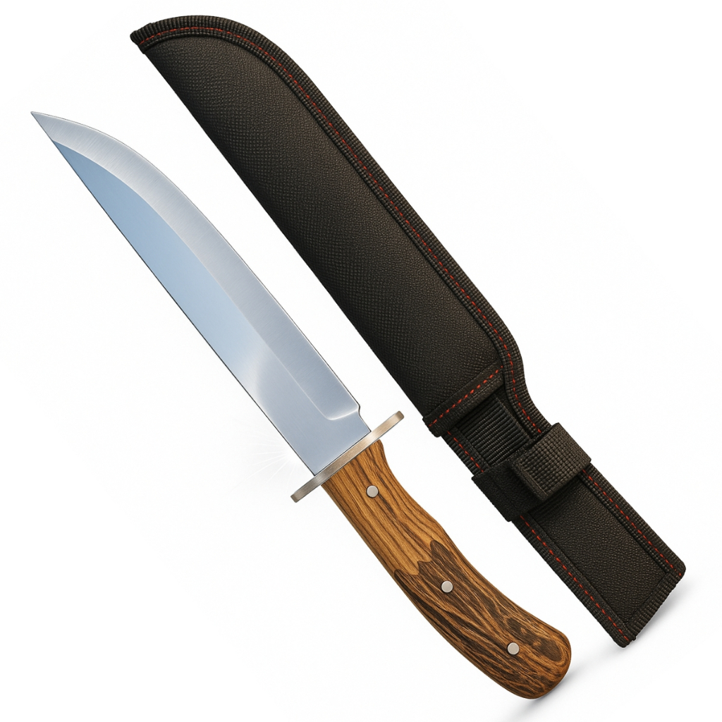 Faca Churrasco Aço Inox Cabo Trabalhado Bainha Super Afiada