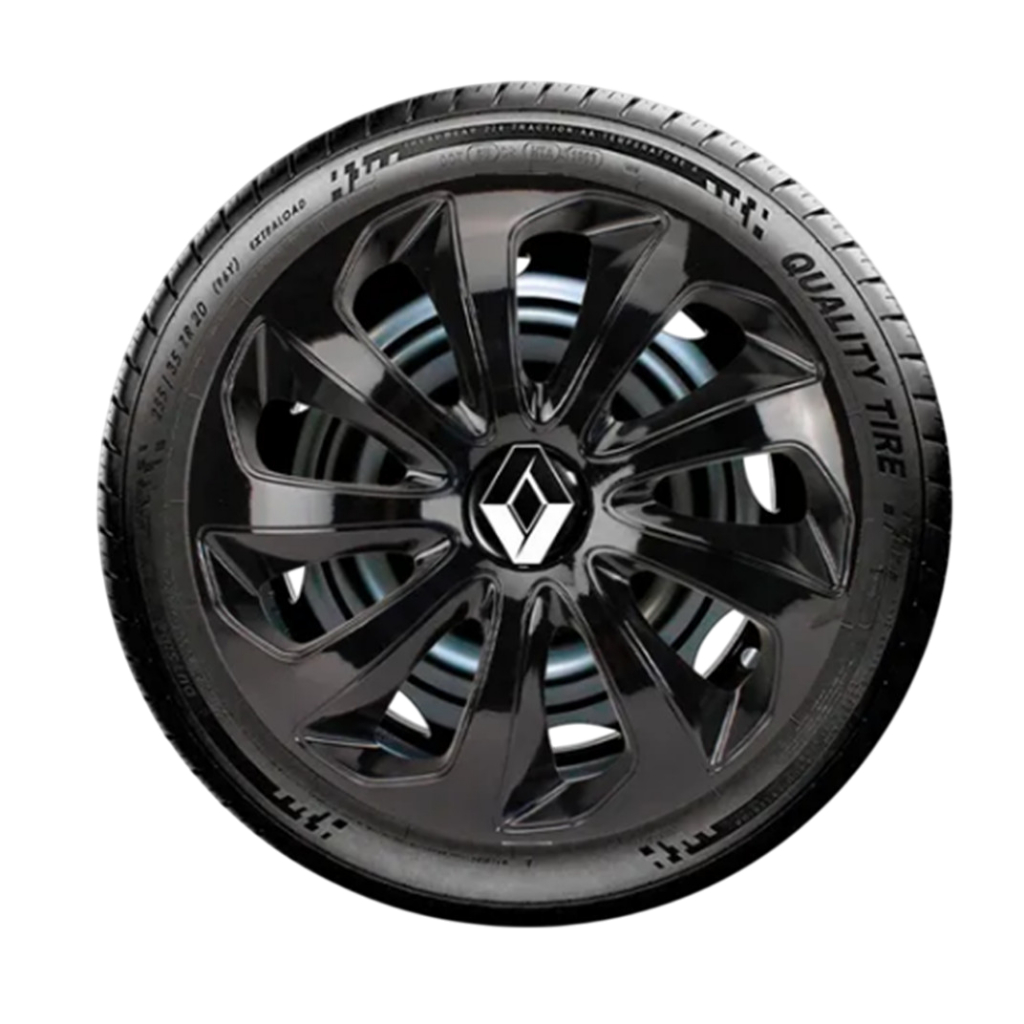 Jogo 04 Calota  Esportiva Velox Preto Black Aro 14 Renault Clio Sandero Logan Scenic Symbol Megane