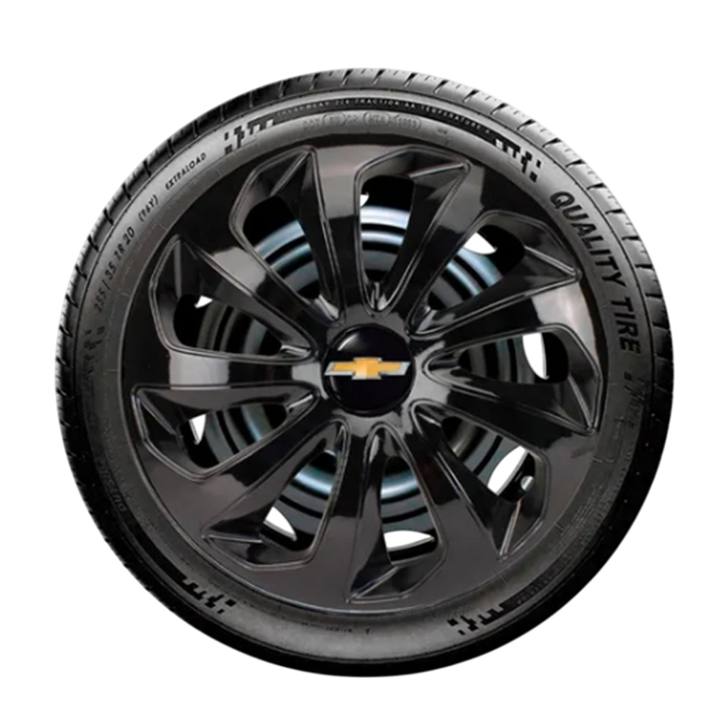 Jogo 4 Calota Esportiva Preto Aro 15 Adaptável Onix Prisma Spin Celta Corsa Sonic  Montana Meriva Zafira Agile Cobalt