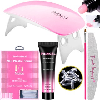 Kit Unha Pollygel Cabine SunMini Portatil Molde F1 Lixa de tips Unhas Postiça em Oferta na Shopee