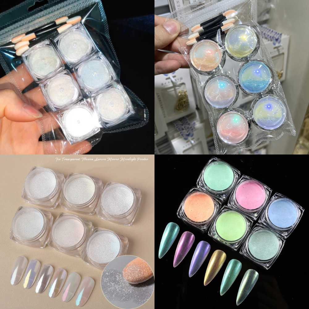 Kit Com 12 Potinhos De Glitter Pó Sereia Holográfico Decoração Para Unhas