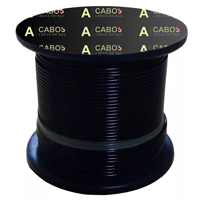 10 Metros cabo de aço 1/8 6x7 AF PVC Preto Academia 4,8mm