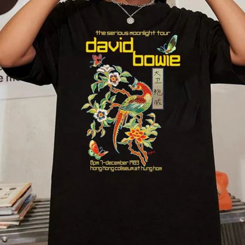 Camiseta Premium David Bowie The Serious Moonlight Hongkong Tour Camisa 100% Algodão