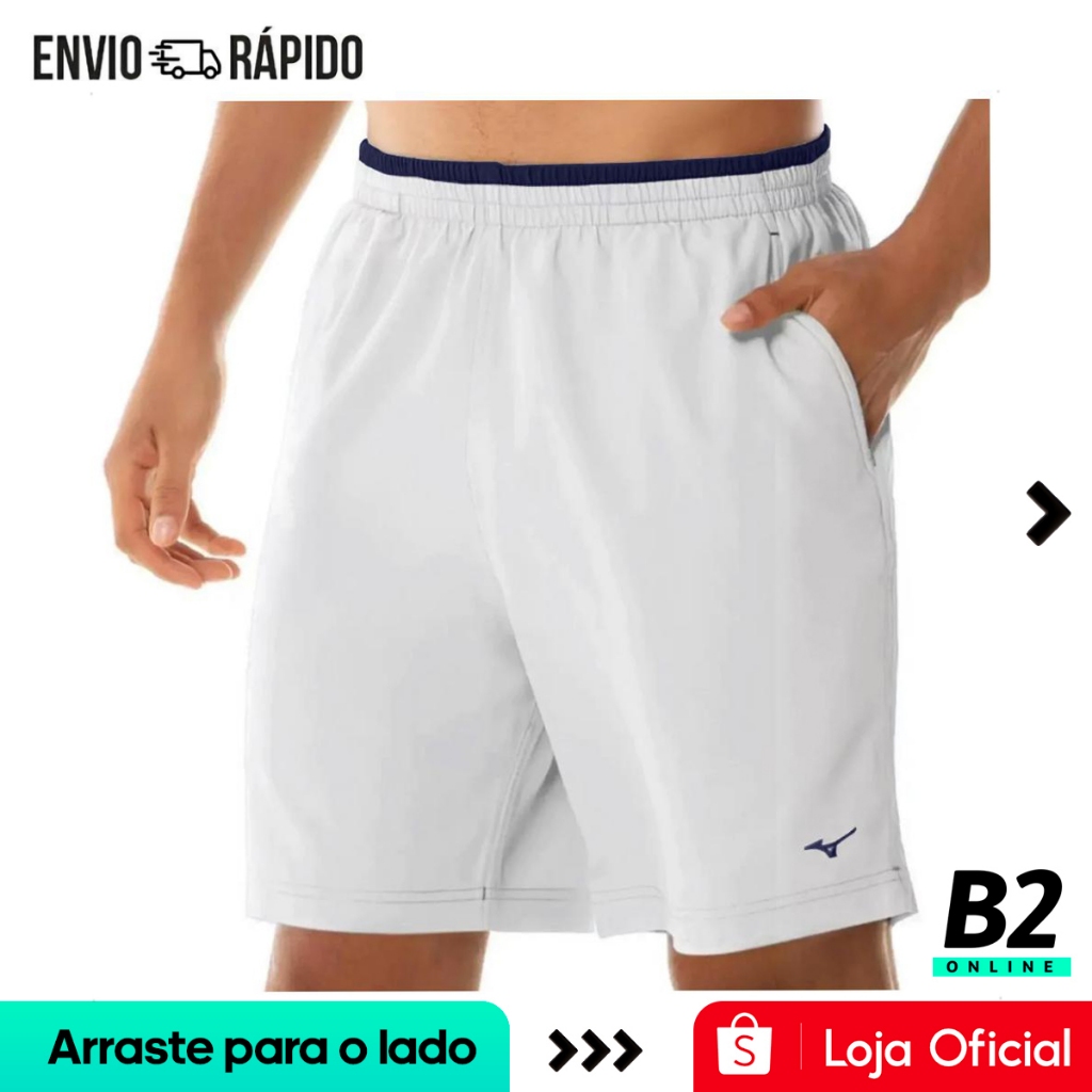 Bermuda Mizuno Tennis Master Branca M 7" Masculina Original Com Nota Fiscal e Garantia em Oferta na Shopee
