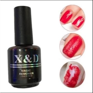 Removedor de Esmaltes Removedor MagicoUnhas Em Gel Magic Remover 15ml X&D Top Coat Manicure Pedicure