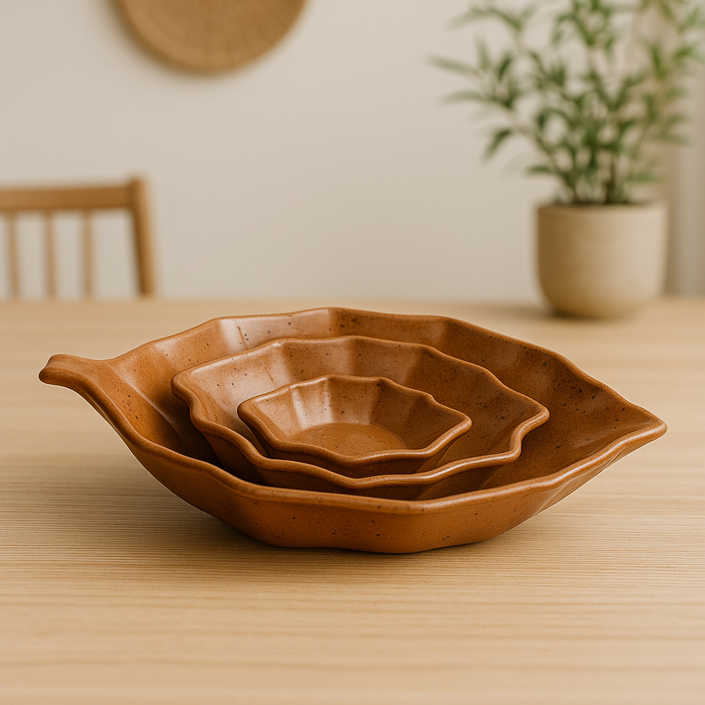Kit Travessa Folha Romana Pequena Média Grande Cerâmica Louça Petiscos  Decoração Mesa Pos...