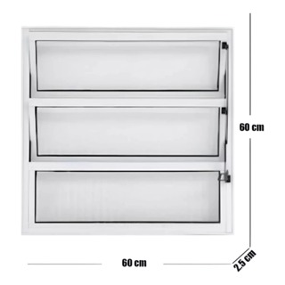 Janela de Banheiro 60x60 Branco Basculante com vidro completo. em Oferta na Shopee