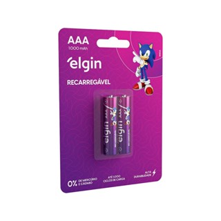 2 Pilhas Recarregáveis AAA Elgin 3A 1000mah Sonic em Oferta na Shopee