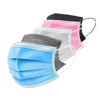Kit  com ATÉ 300 Unidades Máscaras Descartáveis Preta, Azul, Rosa, Branca E Cinza Tnt Com Clipe Nasal em Oferta na Shopee