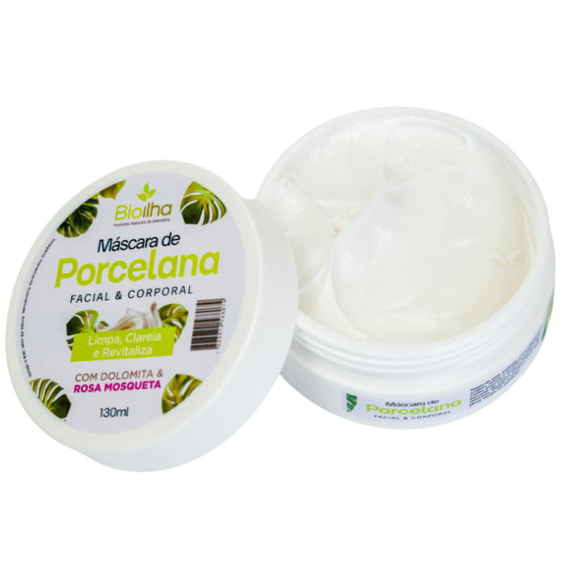 Máscara Clareadora de Porcelana Bioilha | Dolomita e Óleo de Rosa Mosqueta | Clareia Mancha, Melasma