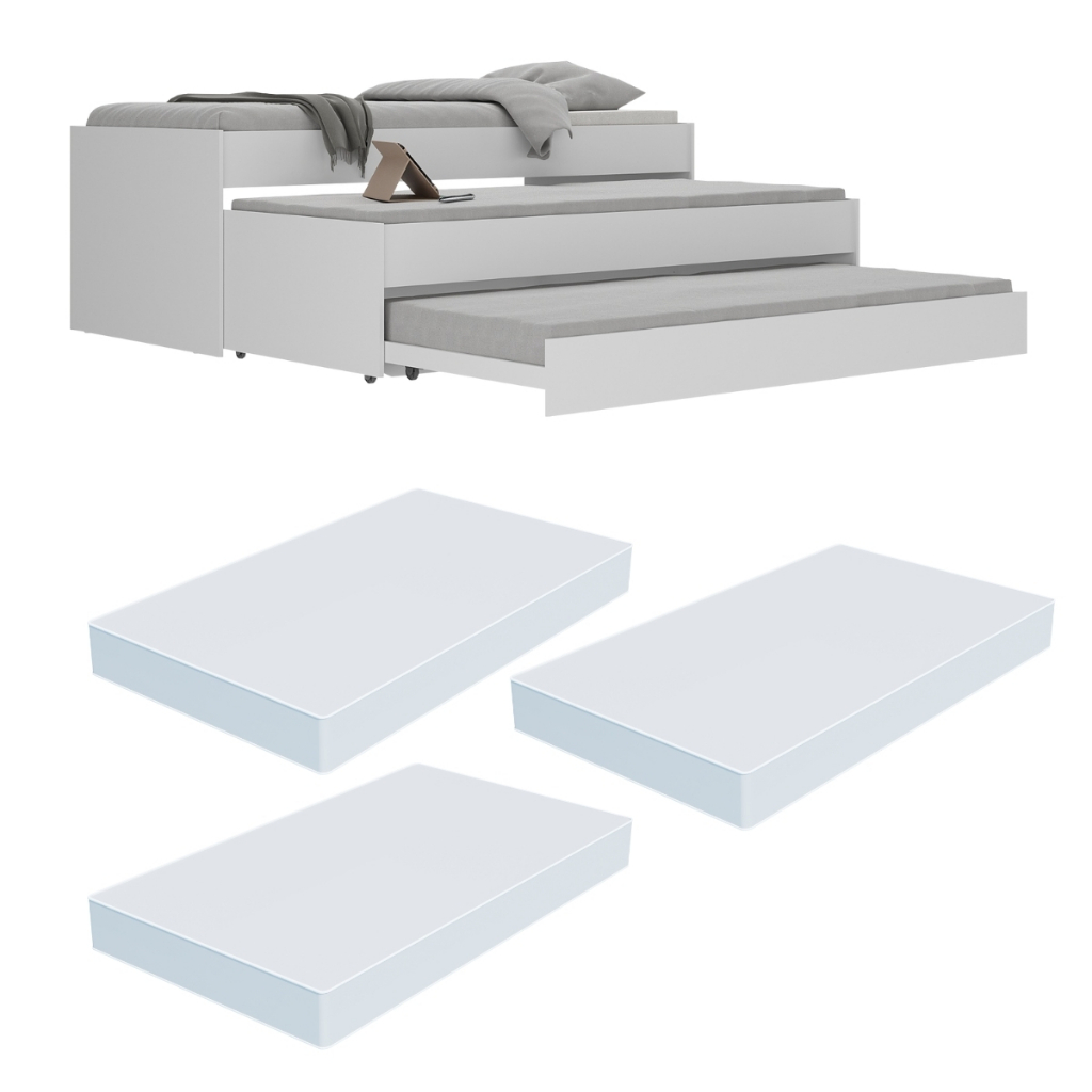Tricama com Colchão Incluso Multimóveis Branco - Home & Living