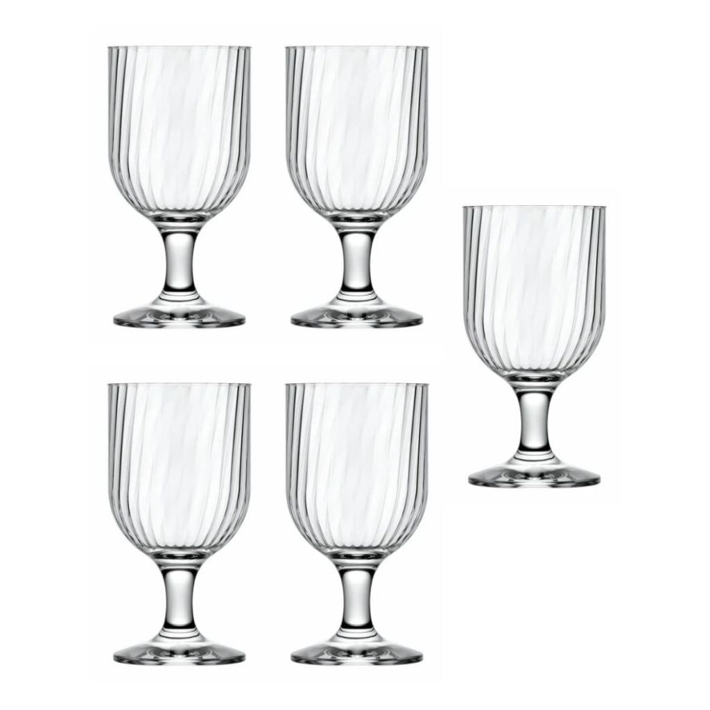 Jogo 5 Taças 310 ml em Vidro Fiore Nadir Servir Mesa Posta Vinho Agua