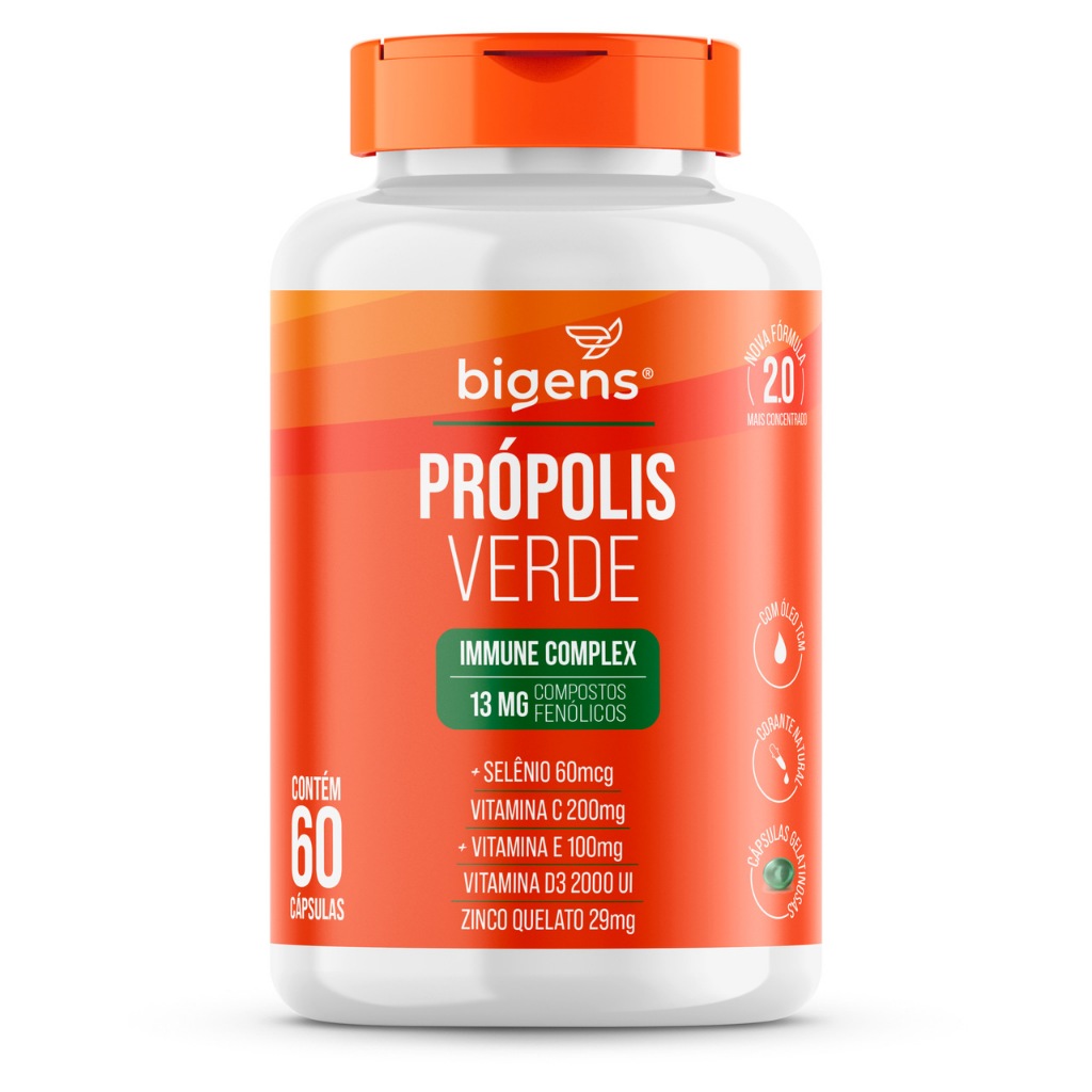 Própolis Verde, Immune Complex, 13mg Fenólicos + Vitaminas, Bigens em Oferta na Shopee