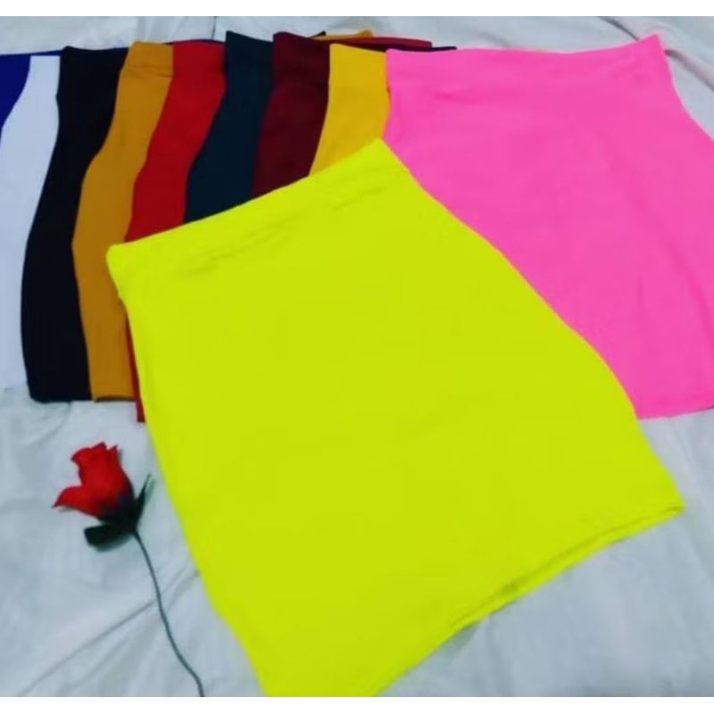 mini saia canelada com elástico moda gringa em Oferta na Shopee