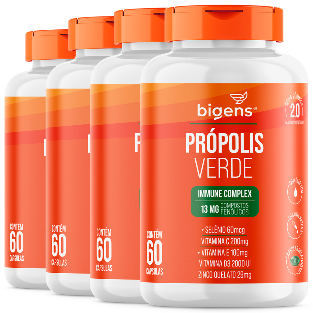 BIGENS KIT 4X PRÓPOLIS VERDE ALECRIM COMPLEX 60 CAPS BIOGENS em Oferta na Shopee