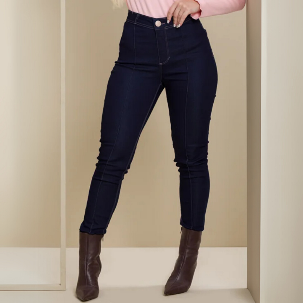 Calça Feminina Skinny Cigarrete Cintura Alta Empina Bumbum com Elastano Modeladora Lycra Tradicional