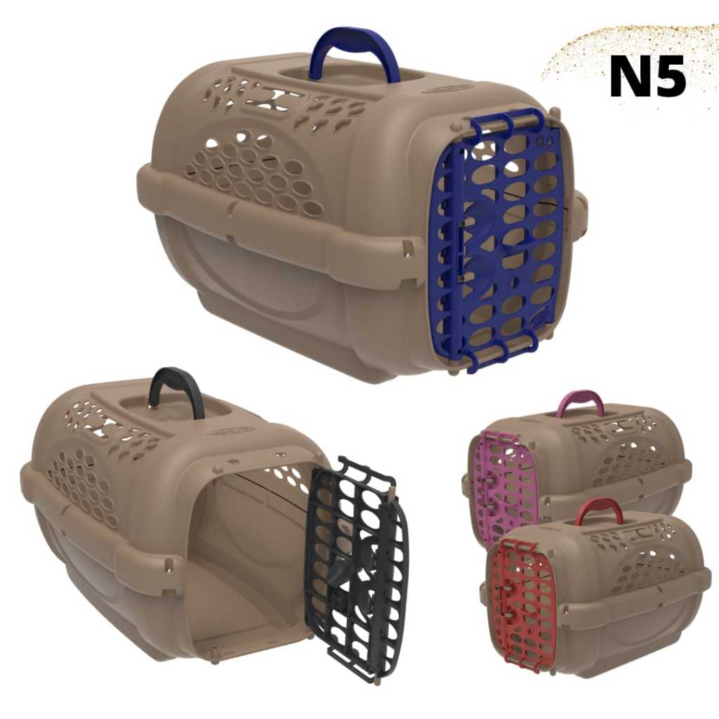 Caixa de Transporte Pet N5 Panther Gold Travas Duplas Plast Pet Para Cachorro, Gato, Coelho, Aves, Pequeno Porte