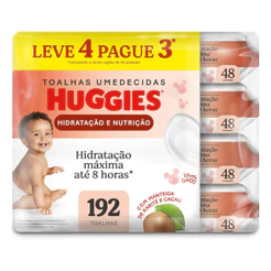 Lenço Umedecido Infantil Huggies Hidratação E Nutrição Leve 4 Pague 3 Pacotes Com 48 Unidades