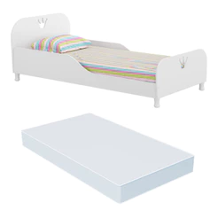 Cama Solteiro com Colchão Incluso 88 x 188 cm 100% MDF Realeza Multimóveis Branco